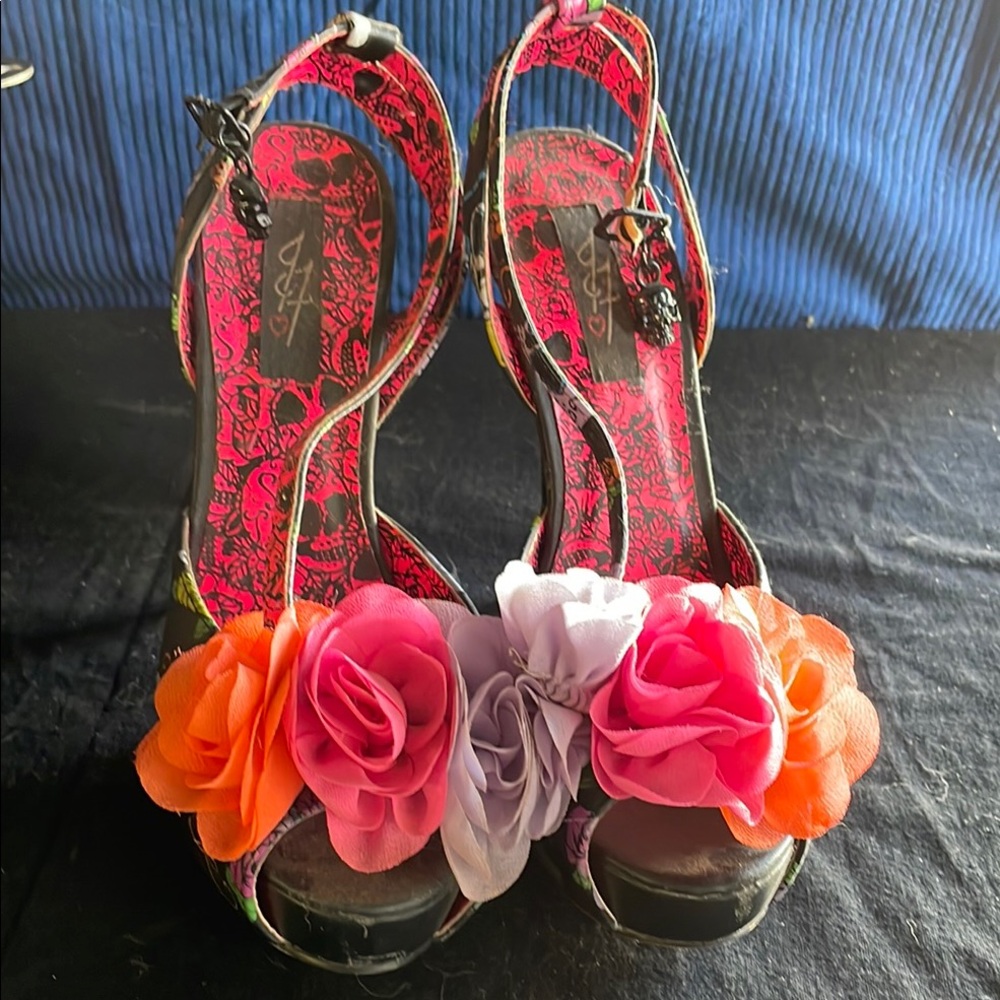 Iron Fist Pink and Orange Floral Heels